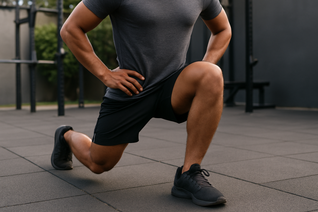 Person performing lunges to strengthen legs