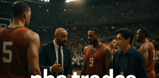 Latest NBA Trades Buzz: Draft Shake-Ups and LaMelo Ball’s Trade Analysis NBA trade deadline day with players and team staff discussing trades in a professional arena