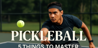Pickleball: 5 Things to Master in Pickleball for Better Play Filipino/Asian pickleball player in action on outdoor court during match