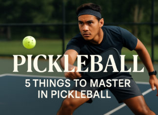 Pickleball: 5 Things to Master in Pickleball for Better Play Filipino/Asian pickleball player in action on outdoor court during match