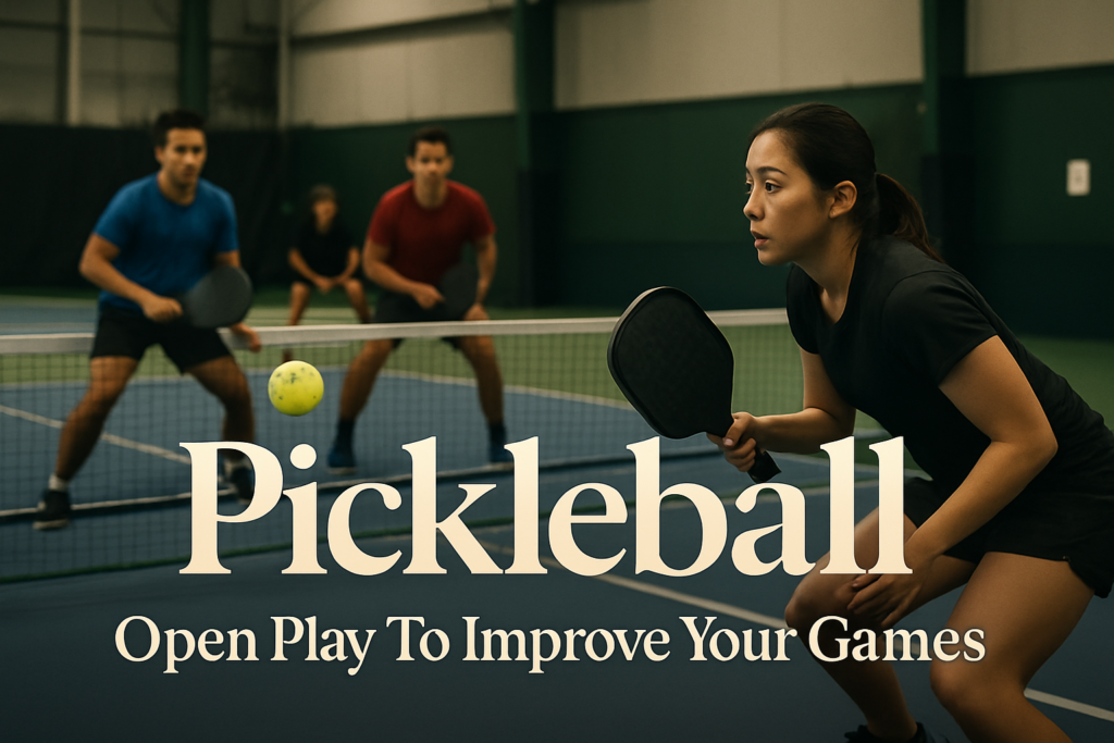 Filipino pickleball players competing actively in an indoor court during a TPBL tournament