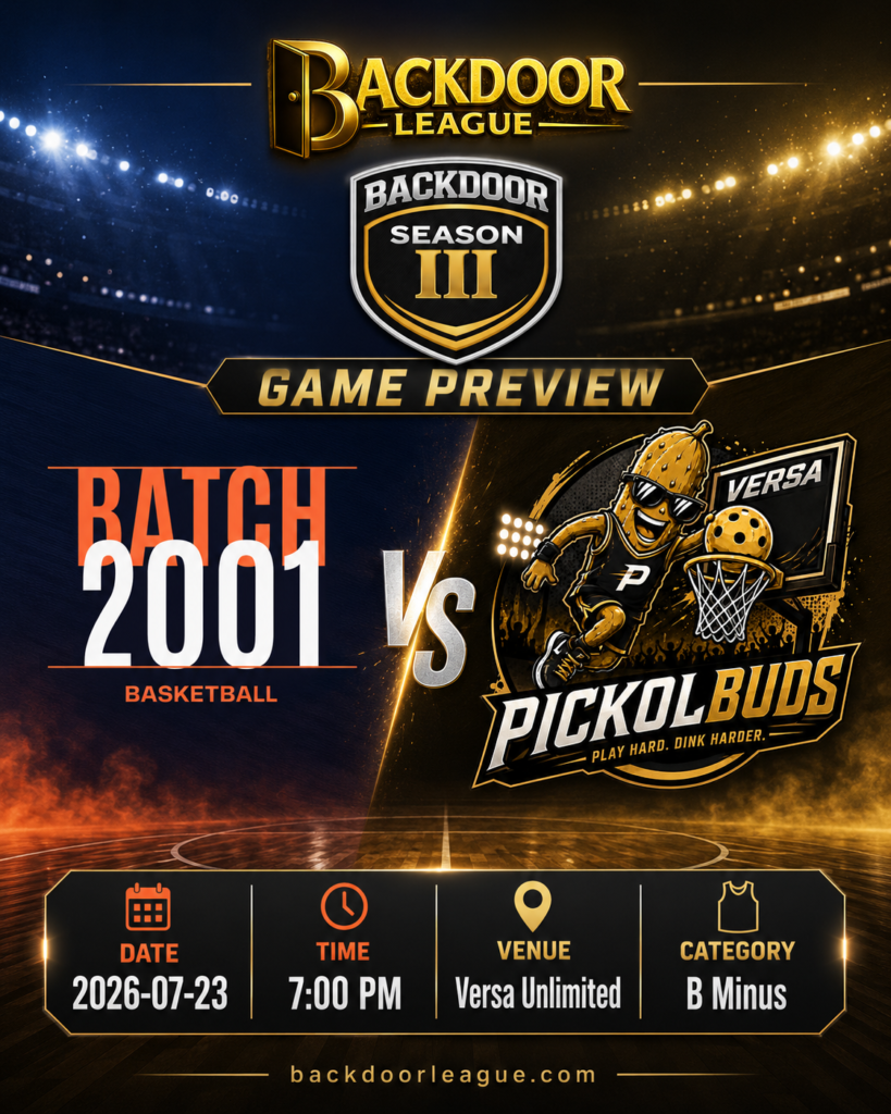 BATCH 2001 vs PICKOLBUDS: Key B Minus Clash at Versa Unlimited on July 23, 2026