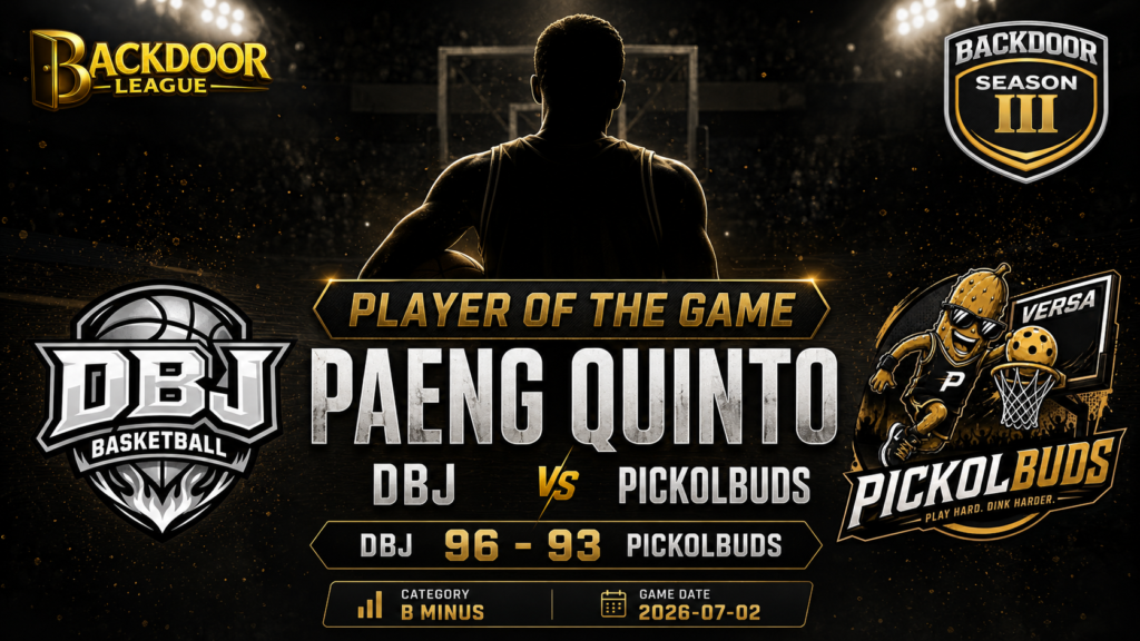 PAENG QUINTO Shines as Player of the Game in DBJ’s Narrow Win Over PICKOLBUDS