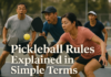 Pickleball Rules Explained in Simple Terms: A Helpful Guide for Beginners Asian community playing pickleball outdoors on a sunny day